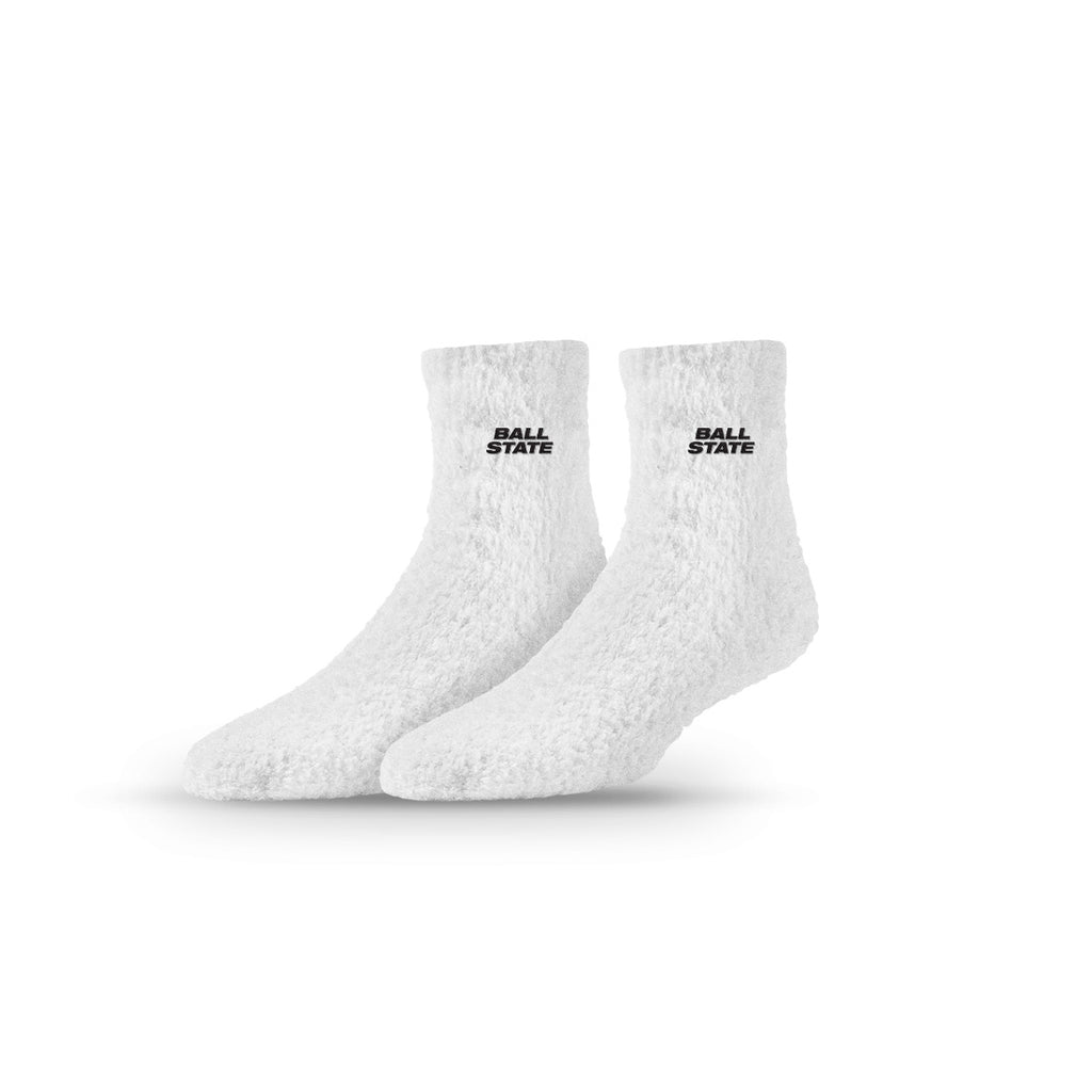 Ball State University | Fuzzy Half Calf Embroidered | Primary Logo White | N02831290ML