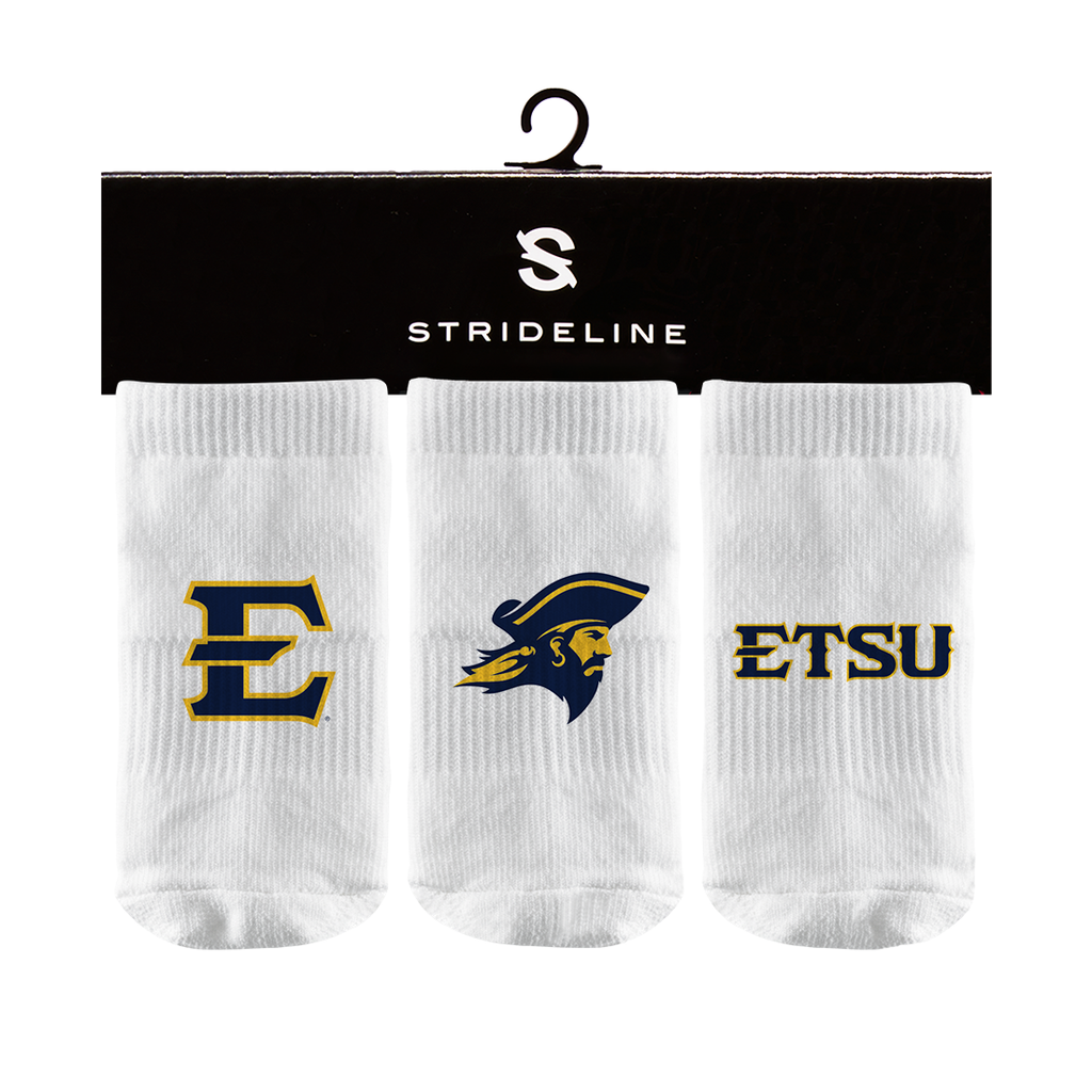 East Tennessee State University | Baby Socks 3 Pack | Primary Logo | N02379231B01