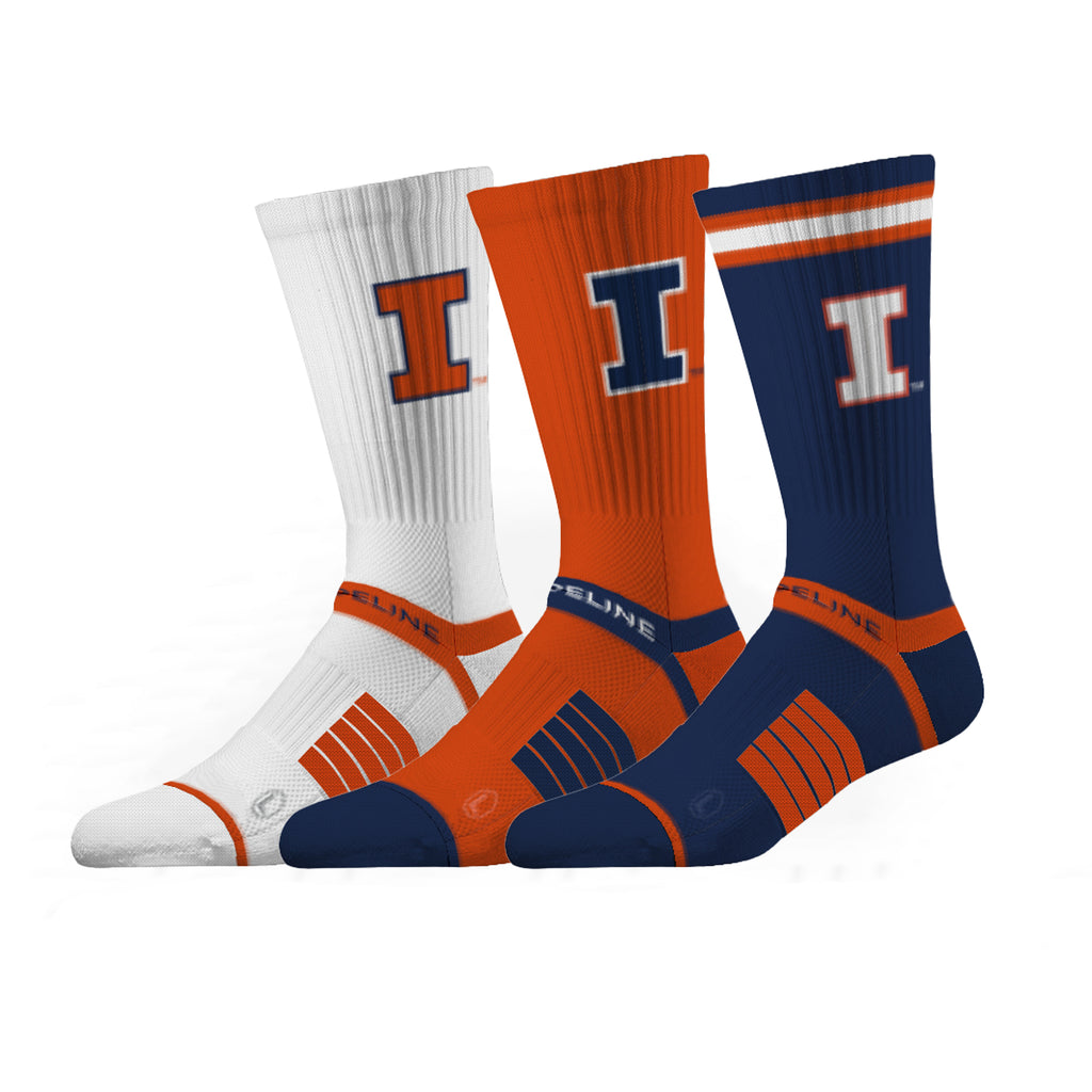University of Illinois | Premium Knit Crew 3 Pack | NCAA 3 Pack G2 | N02501868ML